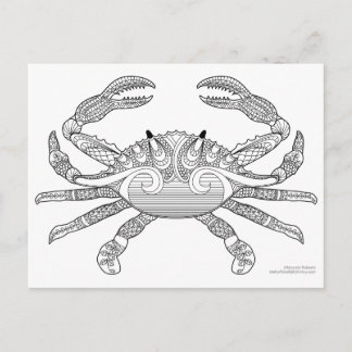 Color Me Crab Nautical Zen Doodle Illustration Postkarte