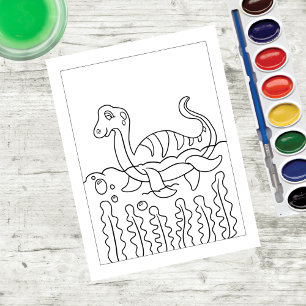 Color Me Plesiosaur Dinosaurier Kinder-Aktivität Postkarte