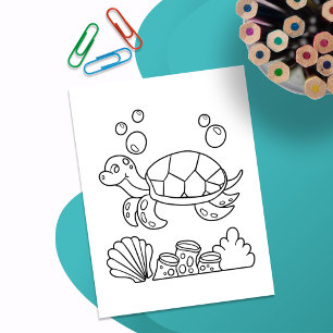 Color Me Sea Turtle Cartes d'activités pour enfa