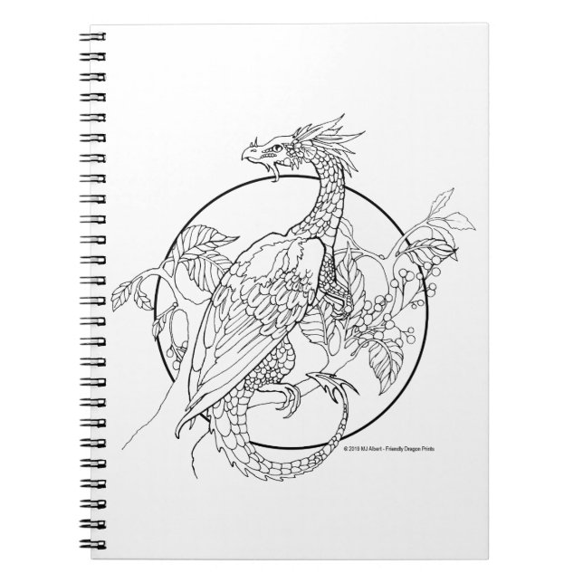 COLOR ME Spiral Notebook Fantasy Bird Dragon Notizblock (Vorderseite)