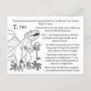 Color Me Tyrannosaurus Rex Fun Fakten Postkarte