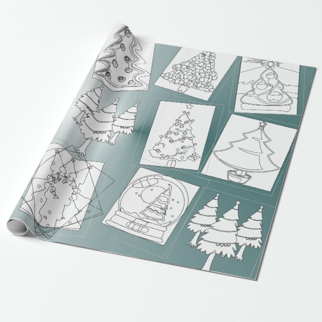 Color Me Weihnachtsbaumen Umschlagpapier Geschenkpapier (Ungerollt)