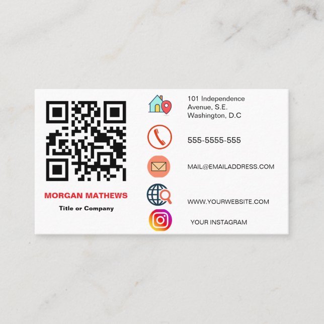 Color Minimalistisches Berufliches Firmenlogo QR C Visitenkarte (Vorderseite)