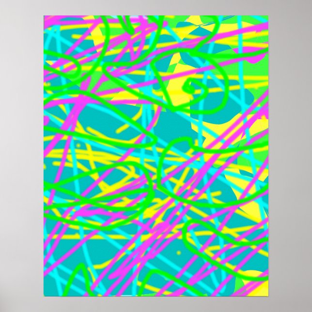 Color My Dreams Scribble Muster Ausdrucksstarke Kü Poster (Vorne)