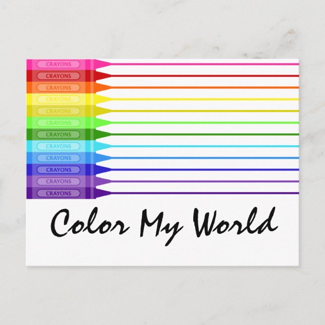 Color My World Rainbow Crayons Postkarte (Vorderseite)
