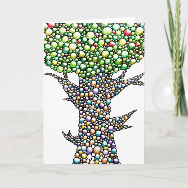 Color Pencil Bubbles Tree Drawing Art  Karte (Vorderseite)
