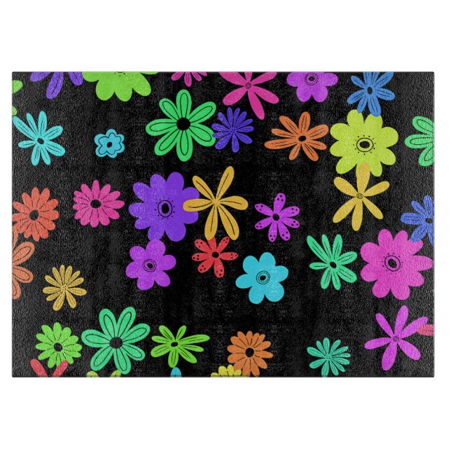 Color Pop Niedliche Blume Glaszuschnitt Schneidebrett (Vorderseite)