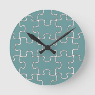 color puzzle pieces runde wanduhr
