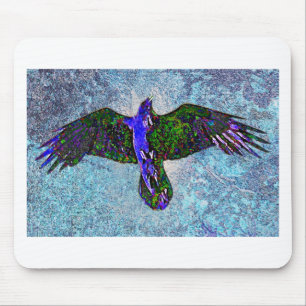 Color Raven On Blue Mousepad