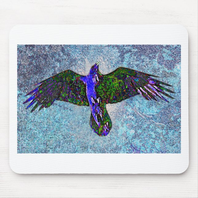 Color Raven On Blue Mousepad (Vorne)