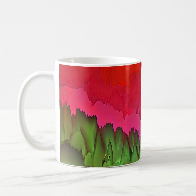 "Color Serenade" Farbenfrohe Abstrakte Kunst Kaffeetasse (Links)