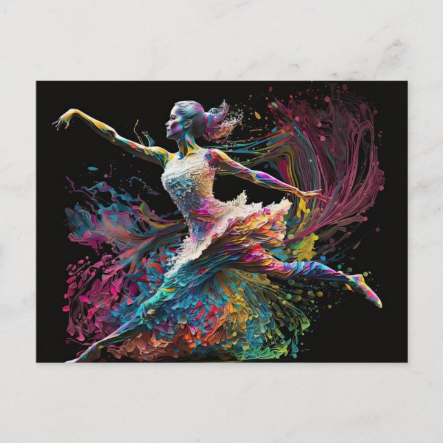 Color Splash Ballerina Postkarte (Vorderseite)