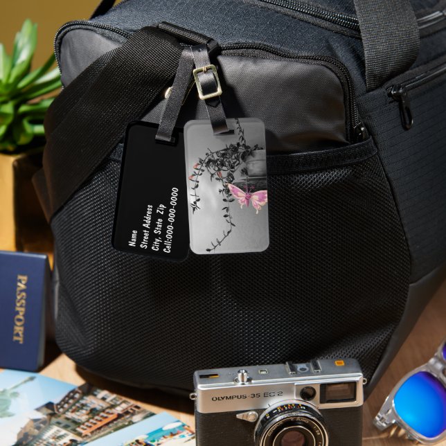 Color Splash Butterfly Stillleben Foto Gepäckanhänger (Vorderseite & Rückseite)