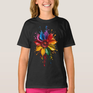 Color Splash Flower T-Shirt   Lebendige Florale Ku