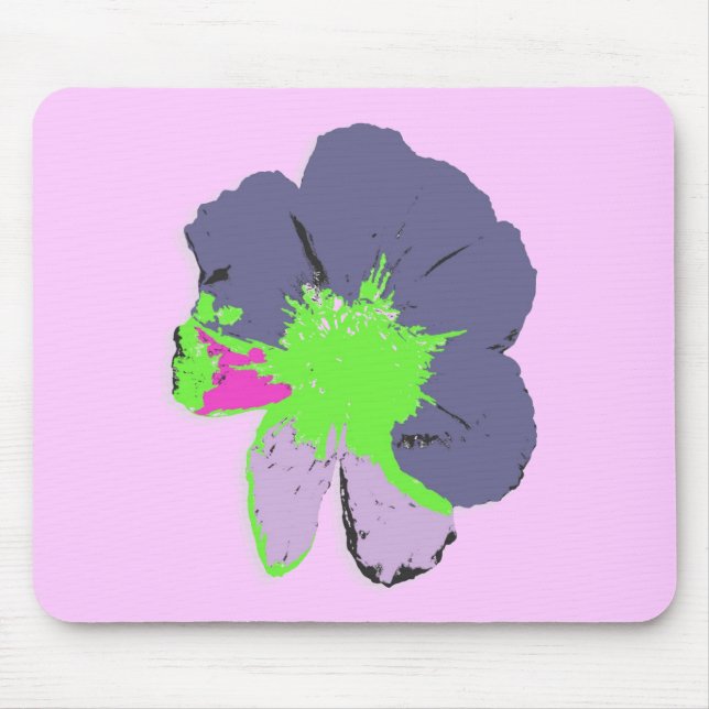Color Splash/PopArt-Blume Mousepad (Vorne)