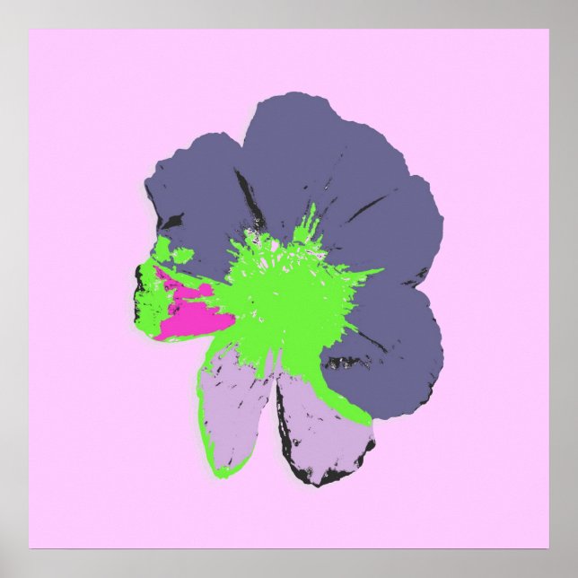 Color Splash/PopArt-Blume Poster (Vorne)