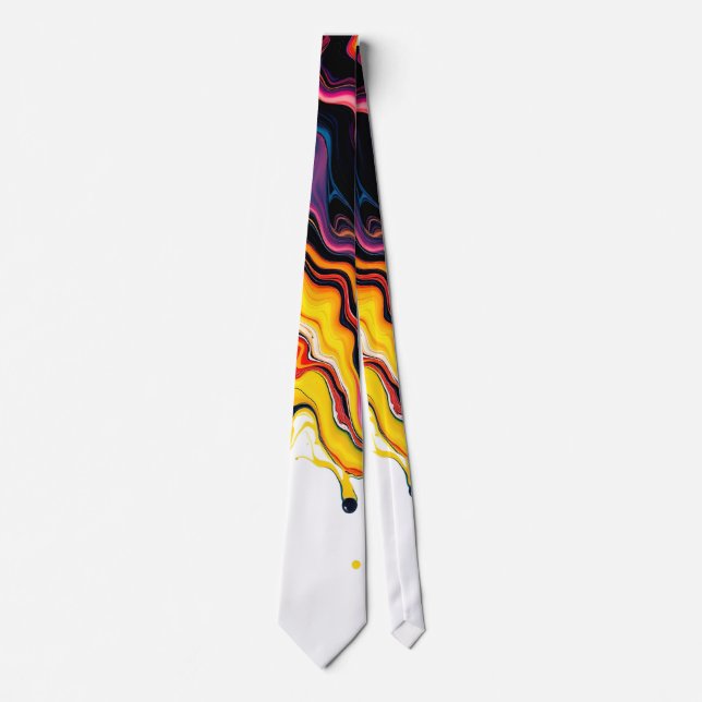 Color Splash Swirl - Vibrant Abstract Drip Art Krawatte (Vorderseite)