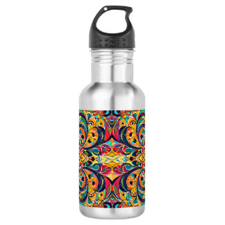 Color Symphony Mandala – Bold Psychedelic Floral Edelstahlflasche