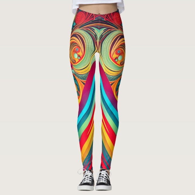 Color Wave Fusion – Modern Abstract Swirl Art Leggings (Vorderseite)