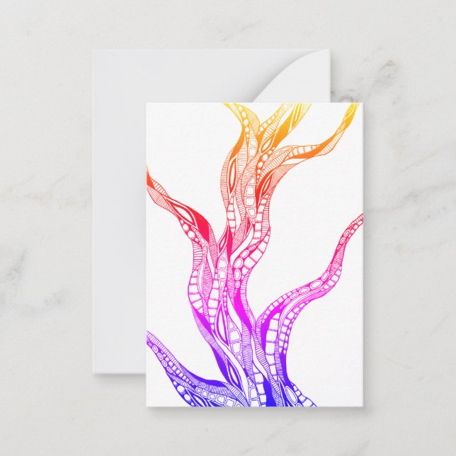 Color Wavy Curved Abstract Tree Pen Mitteilungskarte (Vorderseite)