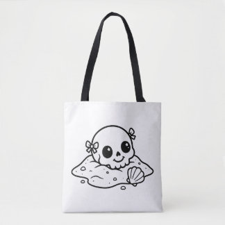 Color Your Own Kawaii Skull Sand Seashell Tasche