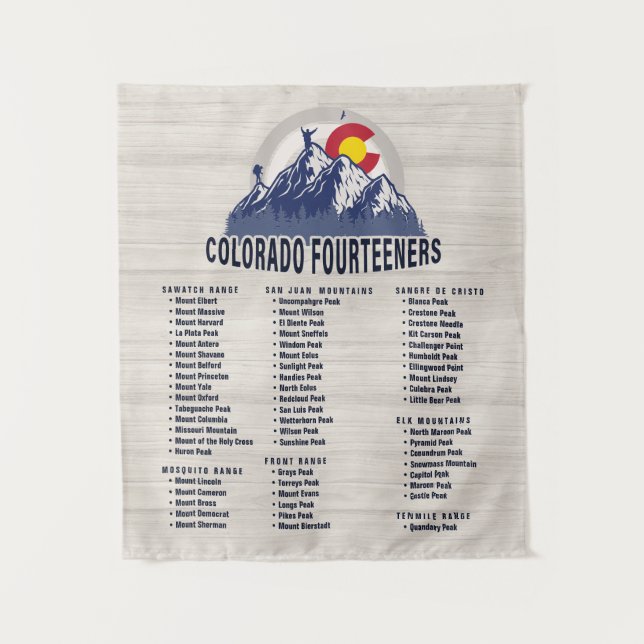 Colorado 14ers Fourteeners Bergsteigen Wandteppich (Vorderseite)