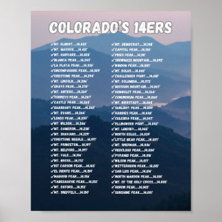Colorado 14ers Poster - Anpassbare Checkliste