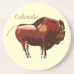 Colorado bemalter Büffel Sandstein Untersetzer