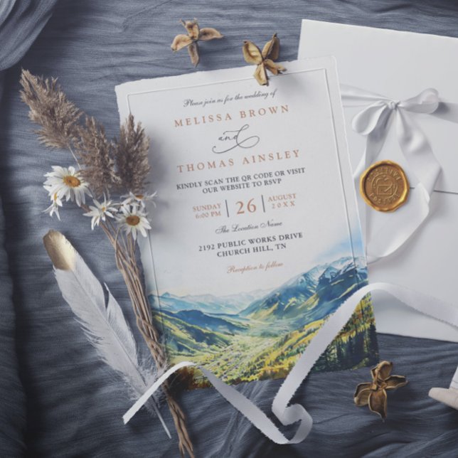 Colorado Bergdestination QR-Code-Hochzeit Einladung (Von Creator hochgeladen)