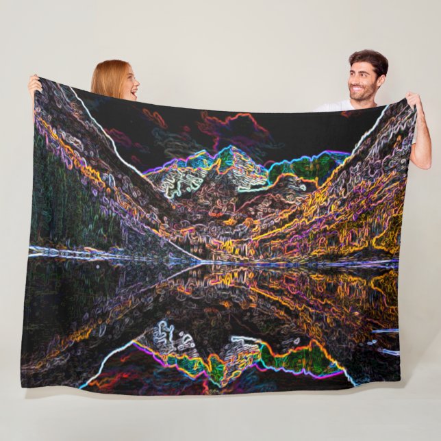 Colorado Berge Neon Akryllische Kunst Fleecedecke (Beispiel)
