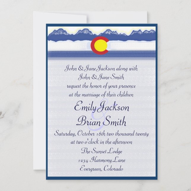 Colorado Bergfahne individuelle Hochzeitseinladung Einladung (Vorderseite)
