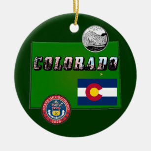 Colorado Bild Text, Flagge, Siegel, Vierteldollar, Keramikornament
