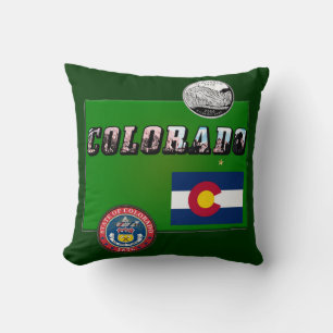 Colorado Bild Text, Flagge, Siegel, Vierteldollar, Kissen