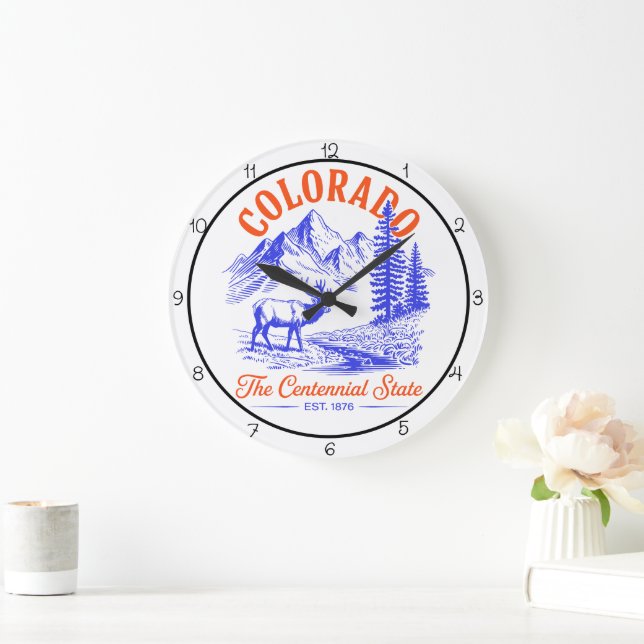 Colorado Centennial State Elk Große Wanduhr (Zuhause)
