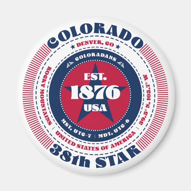 Colorado Circle Typografy Souvenir Magnet (Vorne)