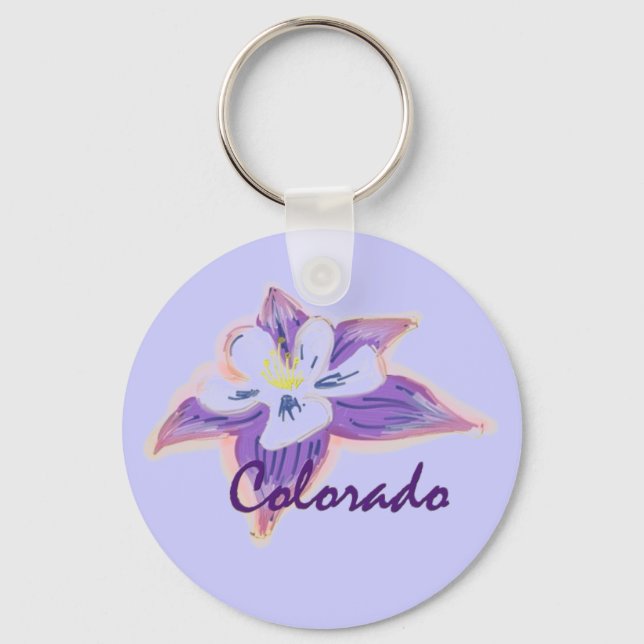 Colorado Columbine Blume Schlüsselanhänger (Vorderseite)
