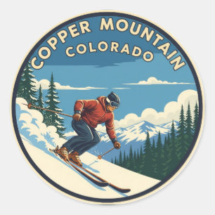 Colorado Copper Mountain Skifahren Runder Aufkleber