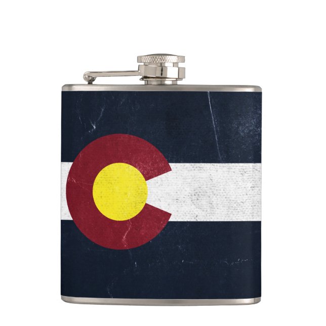 Colorado Dark Grunge Flag Flachmann (Vorderseite)