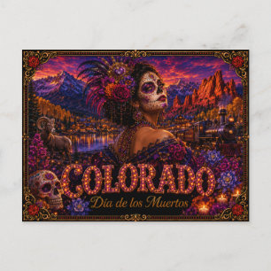 Colorado Día de los Muertos Retro Postkarte