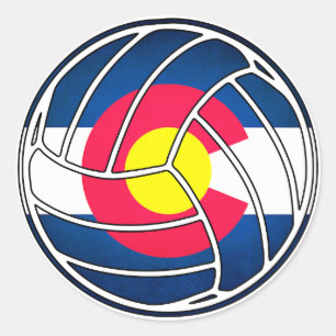 Colorado drapeau de volley-ball rond autocollant é