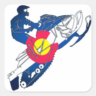 Colorado drapeau motoneige autocollants carrés