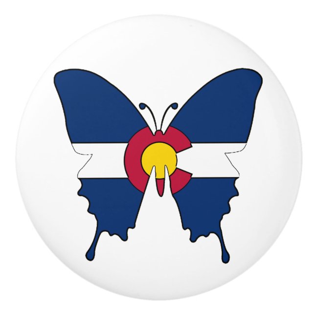 Colorado drapeau papillon en céramique bouton d'at (Devant)