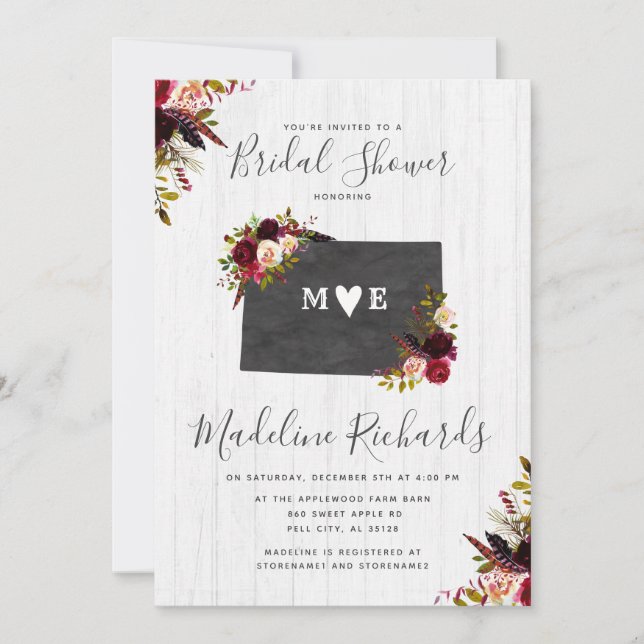 Colorado Etat Floral Douche nuptiale Invitation (Devant)