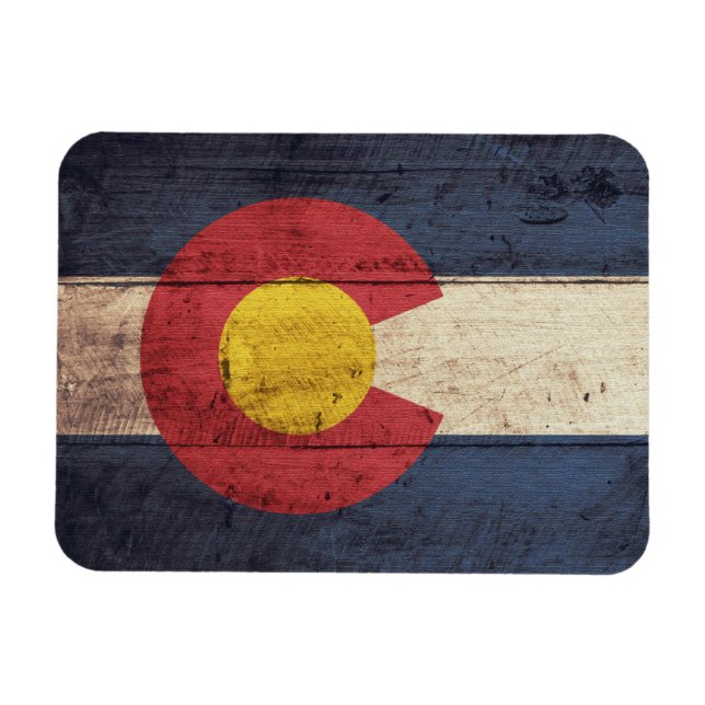 Colorado-Fahne aus Holz Magnet (Horizontal)