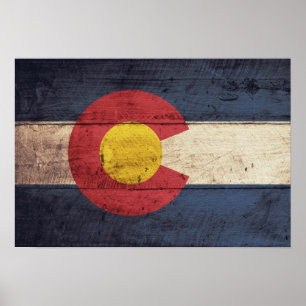 Colorado-Fahne aus Holz Poster
