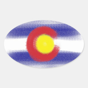 Colorado Fahnenkreide Ovaler Aufkleber