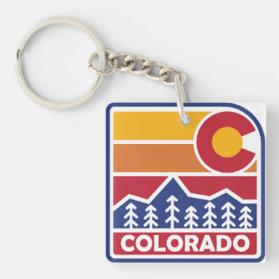 Colorado Flag Berg und Bäume Schlüsselanhänger