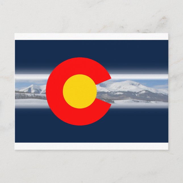 Colorado Flag mit den Bergen Postkarte (Vorderseite)