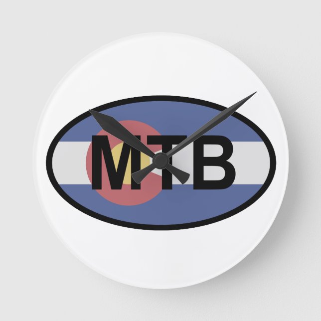 Colorado Flag Mountain Bike Runde Wanduhr (Vorderseite)