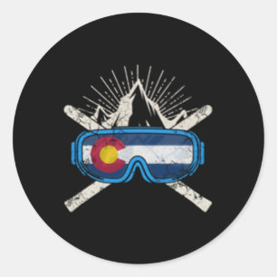 Colorado Flag Skifahren Runder Aufkleber